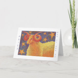 Zodiac Aries 'Happy Birthday' Karte, weiße Grenze Karte
