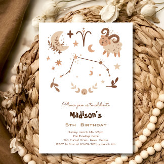 Zodiac Aries Kindergeburtstag Einladung