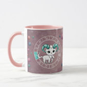 Zodiac Aries Niedliche Katzenradbahn Astrologie Tasse (Links)