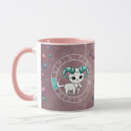 Zodiac Aries Niedliche Katzenradbahn Astrologie Tasse
