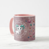 Zodiac Aries Niedliche Katzenradbahn Astrologie Tasse (Vorderseite Links)