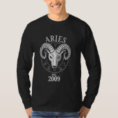 Zodiac Aries Ram Geboren 2009 T-Shirt (Vorderseite)