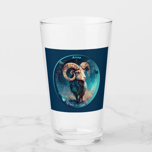 Zodiac Aries Ram "März 21 - 19. April" Glas (Vorderseite)