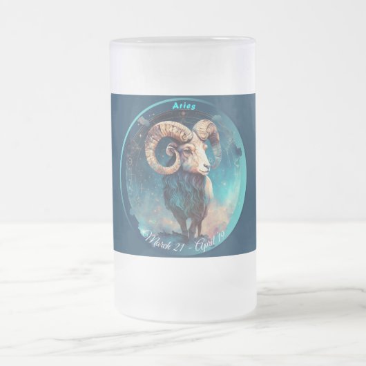 Zodiac Aries Ram "März 21 - 19. April" Mattglas Bierglas (Mittel)
