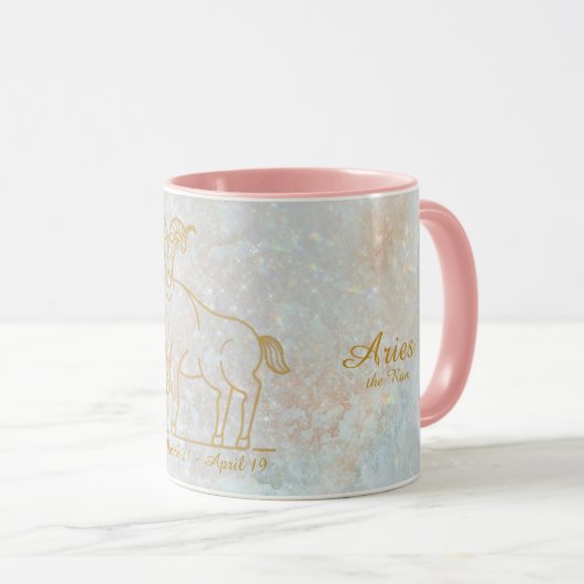 Zodiac Aries Star Sign Cosmic Monogram Glitzer Tasse (VorderseiteRechts)