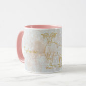 Zodiac Aries Star Sign Cosmic Monogram Glitzer Tasse (Vorderseite Links)