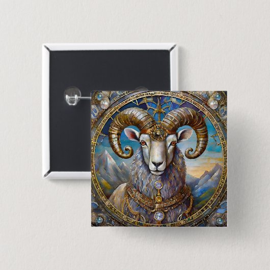 Zodiac - Aries the Ram Button (Vorne & Hinten)