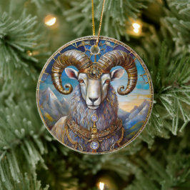 Zodiac - Aries the Ram Keramik Ornament