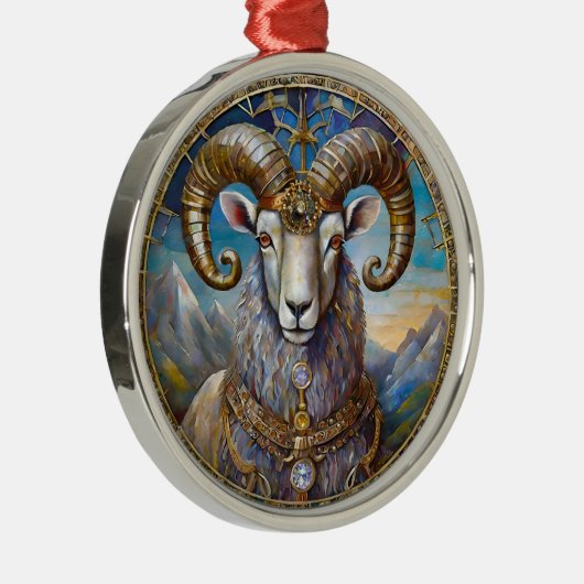 Zodiac - Aries the Ram Ornament Aus Metall (Rechts)