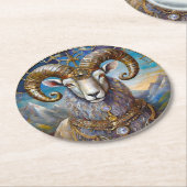 Zodiac - Aries the Ram Runder Pappuntersetzer (Angewinkelt)