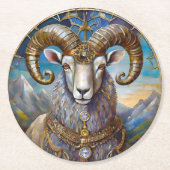 Zodiac - Aries the Ram Runder Pappuntersetzer (Vorderseite)