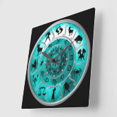 Zodiac - Astrological Signs - Horoscope Quadratische Wanduhr (Winkel)