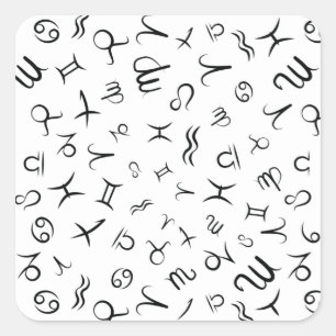 Zodiac Astrologie Horoskop Pattern Schriftart Quadratischer Aufkleber