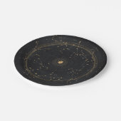 Zodiac Astrologie Sternenkarte Schwarzes Gold Pappteller (Schrägansicht)