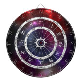 Zodiac Astrology Symbols auf einem kosmischen Ster Dartscheibe (vorne)
