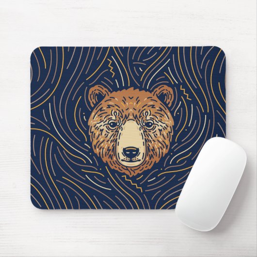 Zodiac Bear Portrait | Handgezeichnet Bärenmousepa Mousepad (Mit Mouse)