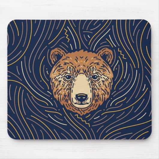Zodiac Bear Portrait | Handgezeichnet Bärenmousepa Mousepad (Vorne)