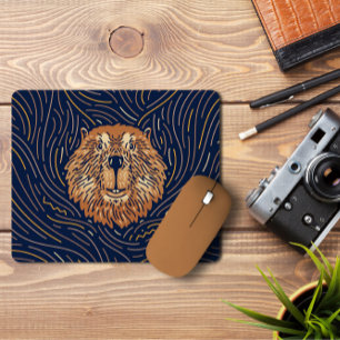 Zodiac Beaver Brown   Handgezeichnet Bibermousepad Mousepad
