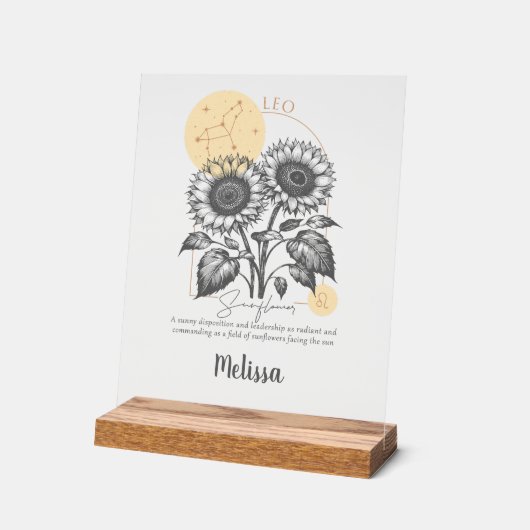 Zodiac Birth Blume Kunst, Personalisiertes Leder G Acrylschild (Winkel)