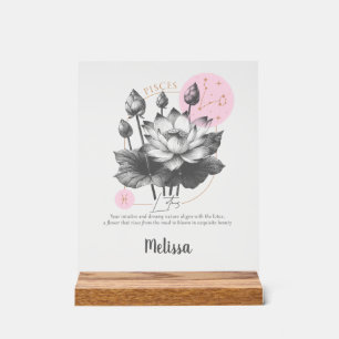 Zodiac Birth Flower Art Personalized Pisces Gift Acrylschild