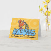 Zodiac Birthday - Aquarius Karte (Gelbe Blume)