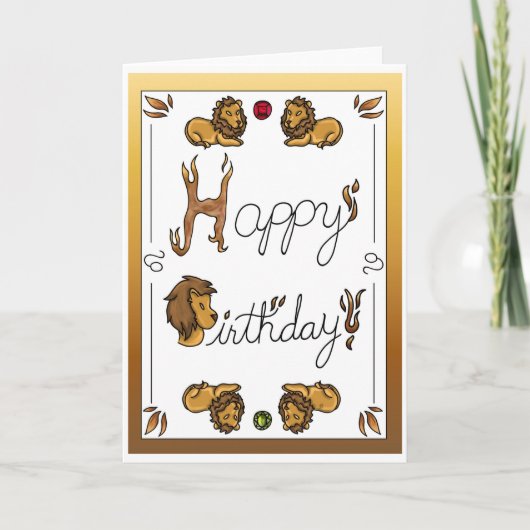 Zodiac Birthday Card Leo Einladung (Vorderseite)