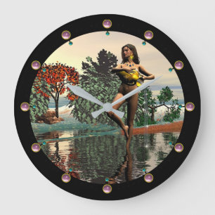 ZODIAC BIRTHDAY SIGNS /AQUARIUS Pink Gems Große Wanduhr