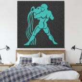 Zodiac Black and Turquoise Water Bearer Aquarius Leinwanddruck (Insitu (Schlafzimmer))