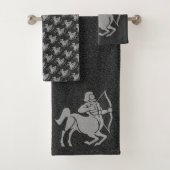 Zodiac Black Gray Star Sign Sagittarier Horse Man Badhandtuch Set (Insitu)