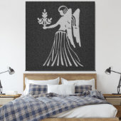 Zodiac Black und Grau Angel Star Sign Virgo Leinwanddruck (Insitu (Schlafzimmer))