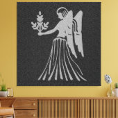 Zodiac Black und Grau Angel Star Sign Virgo Leinwanddruck (Insitu (Wohnzimmer))
