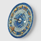 Zodiac Blue and Gold Old World Celestial Astrology Große Wanduhr (Winkel)