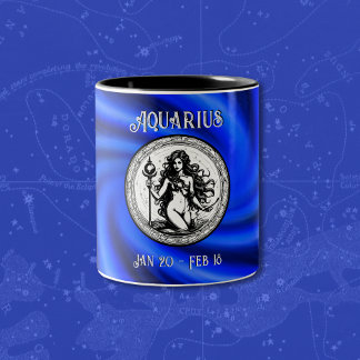 Zodiac Blue Galaxy Aquarius Tasse