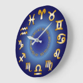 Zodiac Blue Gold Monogram Add your own Text Date Große Wanduhr (Winkel)