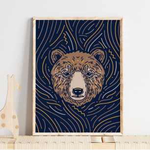 Zodiac Brown Bär Animal Print   Wolf Print Poster