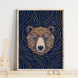 Zodiac Brown Bär Animal Print | Wolf Print Poster