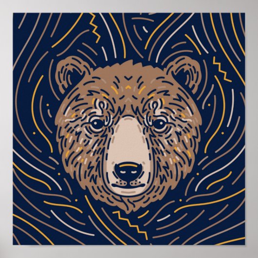 Zodiac Brown Bär Animal Print | Wolf Print Poster (Vorne)