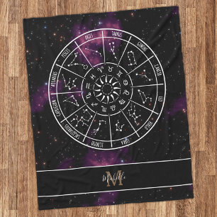 Zodiac Calendar   Astrologie-Symbole und Monogramm Fleecedecke