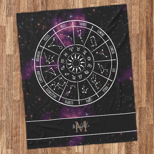 Zodiac Calendar | Astrologie-Symbole und Monogramm Fleecedecke