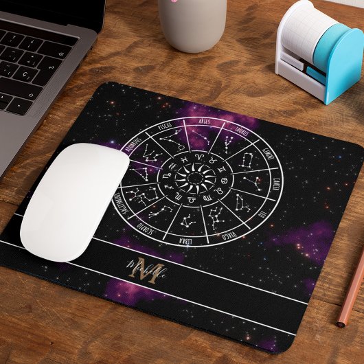 Zodiac Calendar | Astrologie-Symbole und Monogramm Mousepad