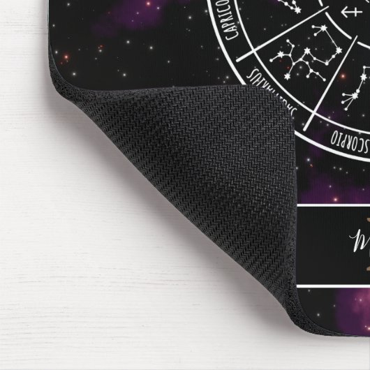 Zodiac Calendar | Astrologie-Symbole und Monogramm Mousepad (Ecke)