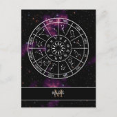 Zodiac Calendar | Astrologie-Symbole und Monogramm Postkarte (Vorderseite)