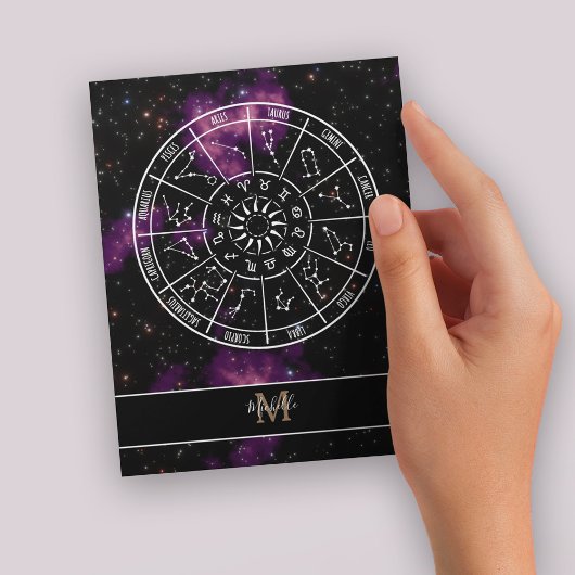 Zodiac Calendar | Astrologie-Symbole und Monogramm Postkarte