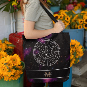 Zodiac Calendar   Astrologie-Symbole und Monogramm Tasche