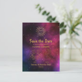 Zodiac Cancer and Aquarius Burgundy Save the Date Ankündigungspostkarte (Stehend Vorderseite)