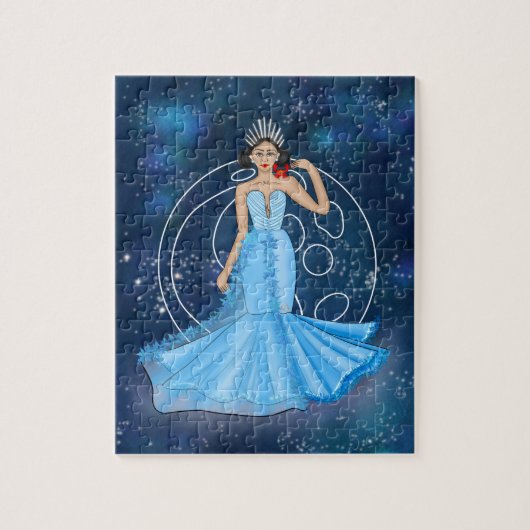 Zodiac Cancer Goddess Illustration mit Mond Puzzle (Vertikal)