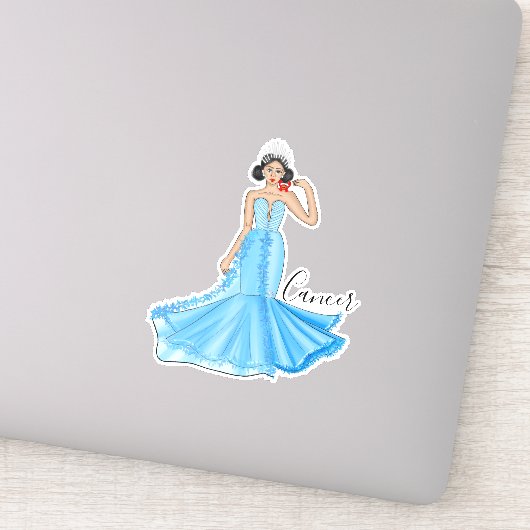 Zodiac Cancer Goddess mit Red Crab Custom Aufkleber (Detail)