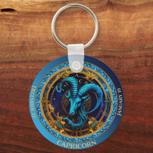 Zodiac Capricorn Anpassen von Name, Datum Schlüsselanhänger (Vorderseite)