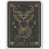 Zodiac Capricorn Astrologie Schwarz und Gold Stick Aufkleber (Vorderseite)