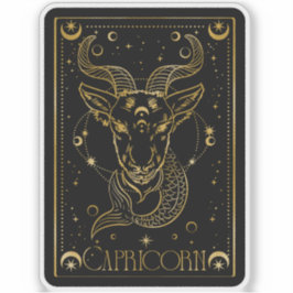 Zodiac Capricorn Astrologie Schwarz und Gold Stick Aufkleber